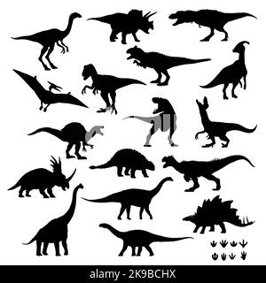 Dinosaurier Silhouetten Sammlung isoliert Vektorbild Stock Vektor