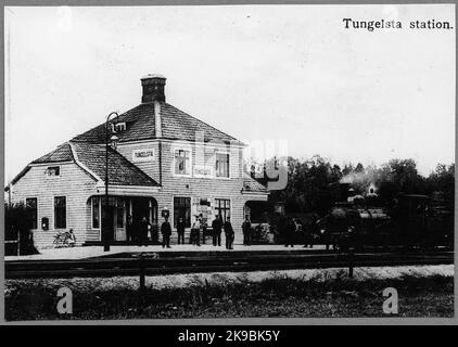 Stockholm - Nynäs Railway, SNJ Lok 4 am Bahnhof Tungelsta. Stockfoto