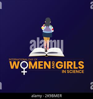 Internationaler Tag der Frauen und Mädchen in der Wissenschaft am 11. Februar Hintergrund Stock Vektor