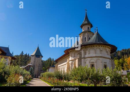 Moldavita, Rumänien: 28, September 2022: Das Kloster Moldavita, Rumänien. Eines der rumänisch-orthodoxen Klöster in der südlichen Bukowina. Stockfoto