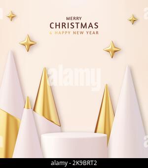 Festliches blaues rundes Podium zu Weihnachten und Neujahr Stock Vektor