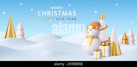 3D Frohe Weihnachten im Hintergrund Stock Vektor