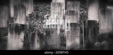 Antike Grabsteine auf einem New England Friedhof Stockfoto