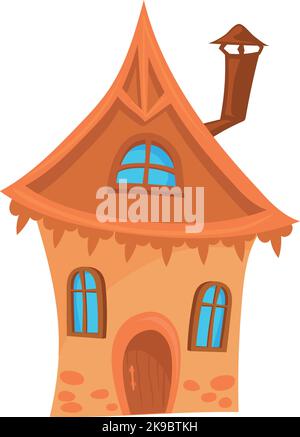 Niedliches Fantasy Cottage. Cartoon-Haus. Märchenhaftes Gebäude auf weißem Hintergrund isoliert Stock Vektor