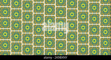 Nahtloses Vektormuster basierend auf handgezeichneter Sonnenblume Stock Vektor