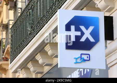 Banque Populaire. Logo. Saint-Gervais-les-Bains. Haute-Savoie. Auvergne-Rhône-Alpes. Frankreich. Europa. Stockfoto