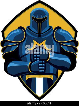 Mittelalterlicher gepanzerter Ritter mit einem großen Schwert Stock Vektor