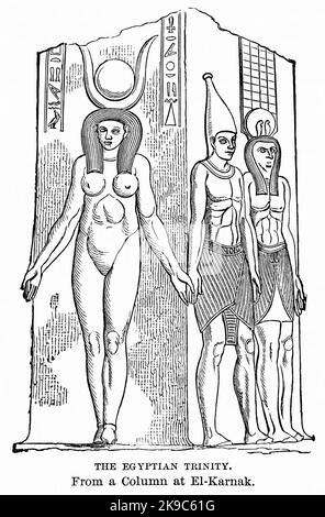 The Egyptian Trinity, from a Column at El-Karnak, Illustration, Ridpath's History of the World, Band I, von John Clark Ridpath, LL. D., Merrill & Baker Publishers, New York, 1894 Stockfoto