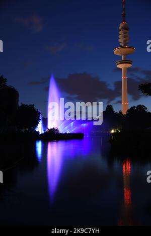 Licht und Wasserspiele im Park Planten un Blomen Hamburg Licht- und Wasserspiele Stockfoto