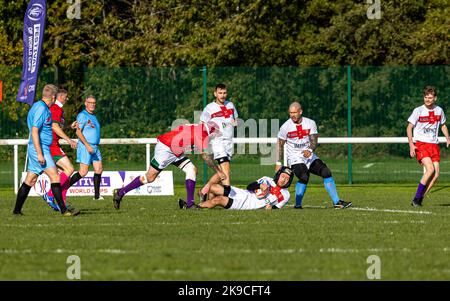 England übernahm Wales bei der Rugby League-Weltmeisterschaft für körperliche Behinderungen 2022 im Victoria Park, Warrington. Stockfoto