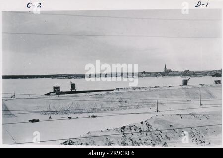 Bangård am Bahnhof Luleå. Bereits 1883 begannen die Bauarbeiten für die Luleå Gällivare-Eisenbahn - Luossavaara - Victoriahamn in Svartön bei Luleå. Es dauerte fast 6 Jahre, bis der erste Erzzug 1888 nach Luleå abfuhr. Die Strecke wurde von der Schweden & Norwegen Railway gebaut. Stockfoto