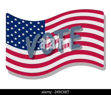 Sprache. Beschriftung. Flagge der Vereinigten Staaten von Amerika. Darstellung von Farbvektoren. Isolierter Hintergrund. Nationales Symbol des Staates. Stock Vektor