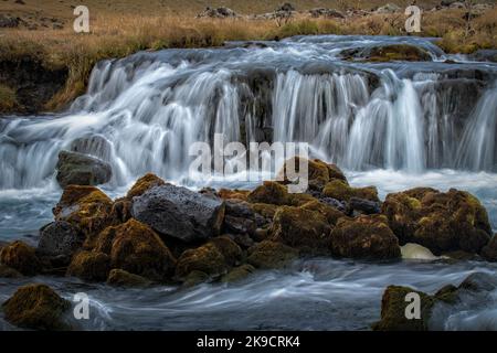 Fossálar Wasserfall, island Stockfoto
