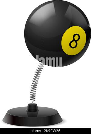 Tisch-Souvenir in Form von acht schwarzen Billardkugeln am Frühling Stock Vektor