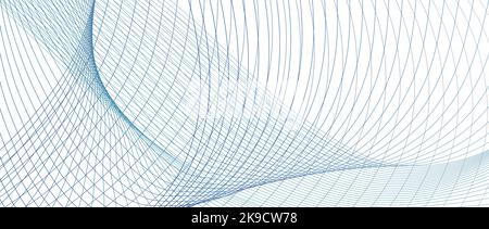 Dunkelblaues, blaues, graues dynamisches Linienmuster. Abstrakter Hintergrund. Sich schneidende Wellenlinien. Technologie-Design. Vektor-dünne Kurven. EPS10 Stock Vektor