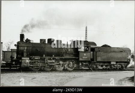 Dampfgarer der Deutschen Bahn, DB 55 2816 bei Rangerbangården in Nürnberg 1966. Stockfoto