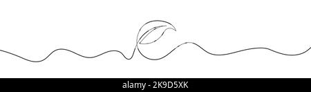 Fortlaufende Linienzeichnung des Blattes. Eine Zeile Hintergrund. Hintergrund für einzeilige Zeichnung. Vektorgrafik. Stock Vektor