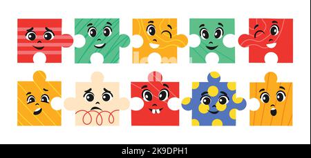 Puzzles Gesichter gesetzt Stock Vektor