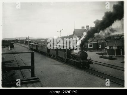 Bahnhof Nås Stockholm- Västerås-Berglagen-Eisenbahn, SWB F 41 Stockfoto