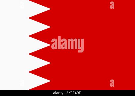 Flagge von Bahrain. Bahraini nationales Banner und patriotisches Symbol. Offizielle Farben. Flache Abbildung. Stockfoto