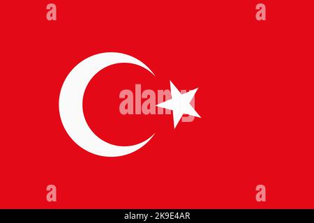 Flagge der Türkei. Türkisches nationales Banner und patriotisches Symbol. Offizielle Farben. Flache Abbildung. Stockfoto