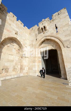 Das Jaffa-Tor ist eines der sieben Tore der Altstadt Jerusalems. Stockfoto