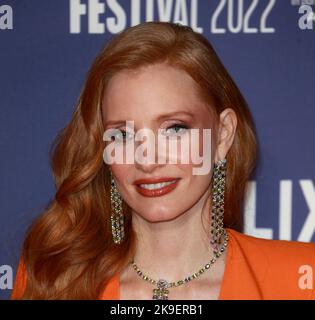 Jessica Chastain nimmt am 10. Oktober 2022 in London, England, an der britischen Premiere von „The Good Nurse“ im Southbank Centre Teil. Stockfoto