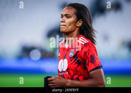 Turin, Italien. 27. Oktober 2022. Wendie Renard von Olympique Lyonnais gesehen während der UEFA Women's Champions League 2022/23 - Gruppe C Fußballspiel zwischen Juventus FC und Olympique Lyonnais im Allianz Stadium. Endergebnis: Juventus 1:1 Lyon. Kredit: SOPA Images Limited/Alamy Live Nachrichten Stockfoto