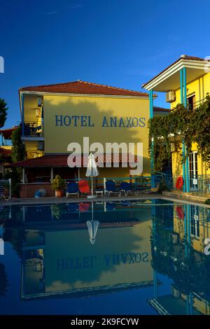 Anaxos Hotel, Anaxos, Lesbos, Nördliche Ägäische Inseln, Griechenland. Stockfoto