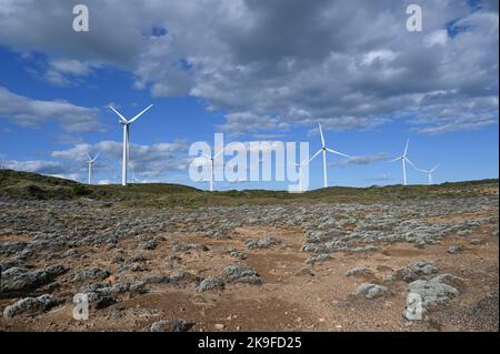 Windgeneratoren turbinen Strom in Cape Bridgewater, Australien Stockfoto