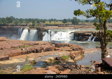 Chitrakot Wasserfall ist ein schöner Wasserfall auf dem Fluss Indravati in Bastar Bezirk von Chhattisgarh Staat von Indien Stockfoto