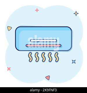 Conditioner-Symbol im Comic-Stil. Kühler Cartoon Vektor-Illustration auf weißem isolierten Hintergrund. Geschäftskonzept mit kaltem Klimaeffekt. Stock Vektor