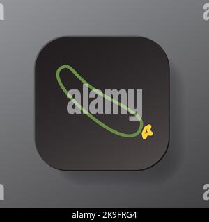 Schwarzer quadratischer Knopf mit Symbol für Gurkengemüse, grüne Zucchini auf dem Teller. Vektorgrafik für flaches Symbol auf grauem Hintergrund isoliert. Gesundes Ernährungskonzept Stock Vektor