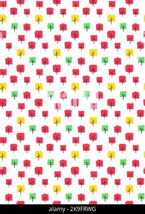 Nahtloses Vektormuster und minimalistische Herbstbäume Stock Vektor