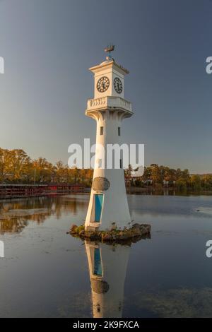 Roath Park Lighthouse, Cardiff, South Wales, Großbritannien Stockfoto