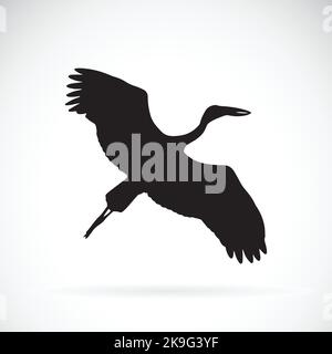 Vektor-Silhouetten von Storchflug auf weißem Hintergrund. Leicht editierbare Vektorgrafik mit Ebenen. Wilde Tiere. Stock Vektor