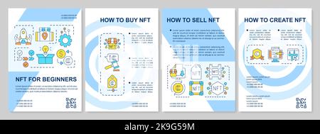 NFT Guide für Anfänger blaue Broschüre Vorlage Stock Vektor