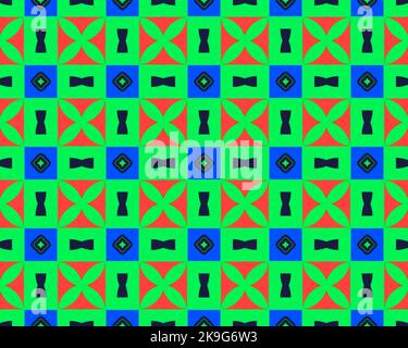 Orientalisch ethnisch nahtlose wiederholbare Muster traditionelle geometrische Linien Streifen Hintergrund Design mit verschiedenen ornamentalen Elementen Multicolor Fliese Kunst Stockfoto