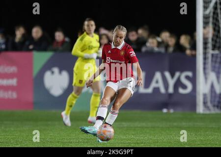 MILLIE TURNER von Manchester United beim FA Women's League Cup-Spiel zwischen dem Durham Women FC und Manchester United am Mittwoch, 26.. Oktober 2022, im Maiden Castle, Durham City. (Kredit: Mark Fletcher | MI News) Kredit: MI Nachrichten & Sport /Alamy Live News Stockfoto