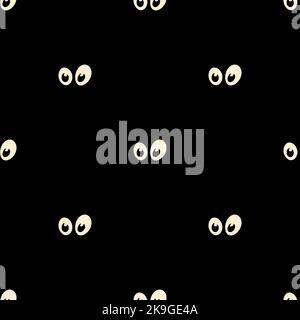 Halloween nahtlose Muster mit Augen auf schwarzem Hintergrund Stock Vektor