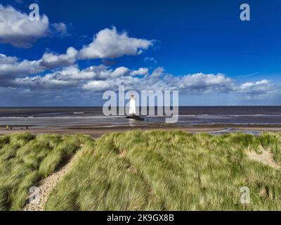 Luftaufnahme von Point of Ayr Lighthouse Stockfoto