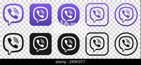 Vinnyzja, Ukraine - 27. Oktober 2022. Viber-Logosatz. Redaktionelle Vektorsymbole auf transparentem Hintergrund isoliert Stock Vektor