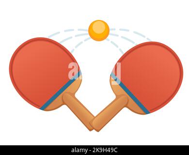 Rote hölzerne Tischtennisplatten Tischtennis Schläger Sport Ausrüstung Vektor Illustration isoliert auf weißem Hintergrund Stock Vektor
