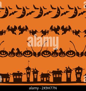 Halloween-Rahmen auf orangefarbenem Hintergrund. Vektordarstellung Stock Vektor