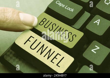 Handschriftenschild Business Funnel. Business Approach Skalieren oder Vollformat-Modell eines Designs für Demonstration Schreibmaschine Endbenutzer-Lizenzvereinbarung verwendet Stockfoto