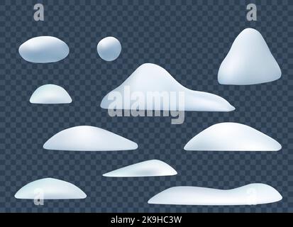 3D Satz Schneekappen, Stock Vektor