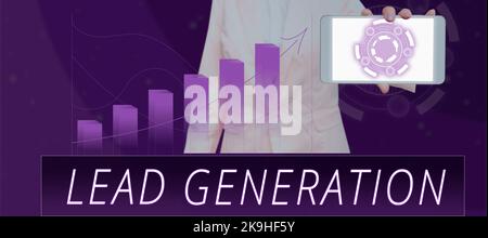 Generierung von Textableitungen in der Handschrift. Überblick über das Unternehmen, den potenziellen Kunden zu pflegen, der mit dem Unternehmen in Verbindung steht Stockfoto