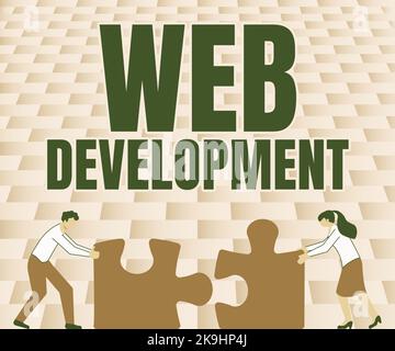 Inspiration zeigt Zeichen Web Development. Wort geschrieben über die Arbeit an der Entwicklung einer Website für das Internet anstelle von altem Wallpaper Design beteiligt Stockfoto