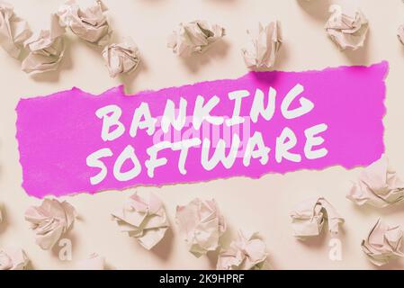 Textunterschrift zur Darstellung der Banksoftware. Geschäftskonzept ein Satz oder eine Phrase, die verwendet wird, um Informationen zu finden Abstract Dry River, Opening Curtains Stockfoto