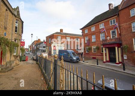 Altstadthäuser in Tamworth, Großbritannien Stockfoto